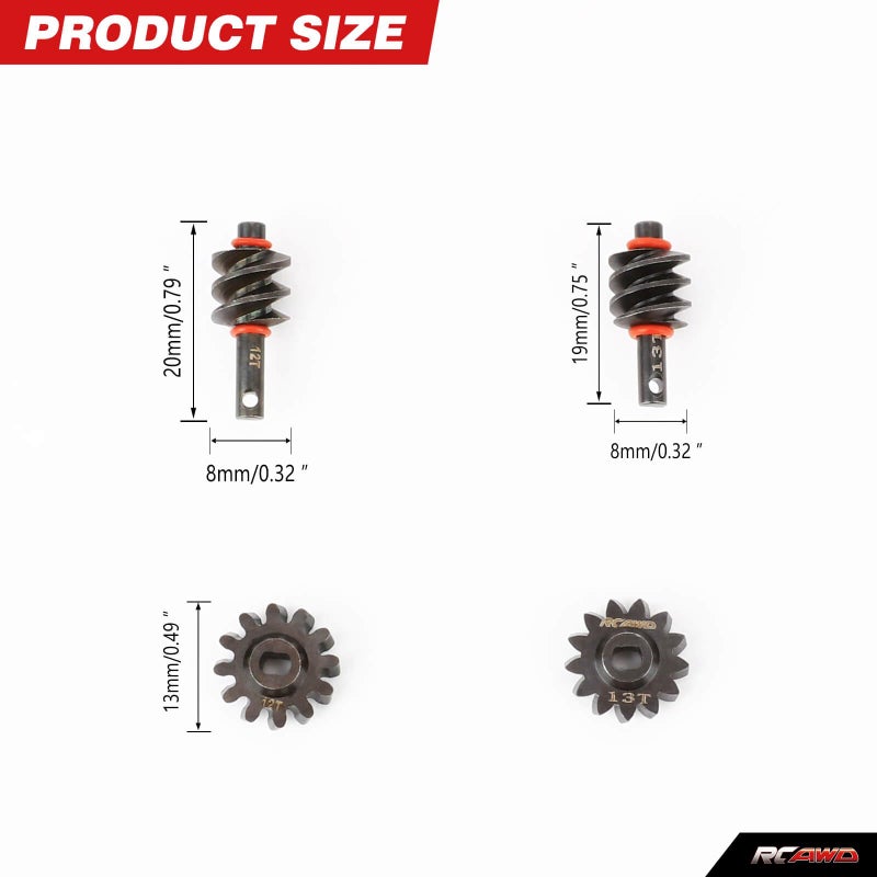 RCAWD 12t 13t SCX24 Differential Gears Overdrive Worm for Axial 1/24 SCX24 AX24 Diff Gear Series Upgrades Part - Image 4